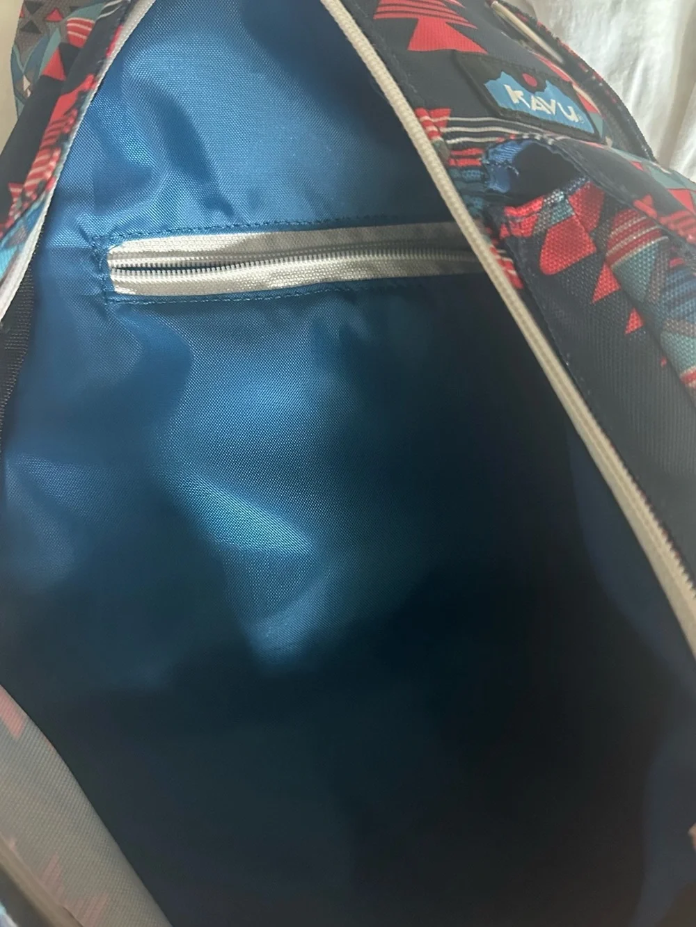 Kavu Navy Red Teal Aztec Sling Bag